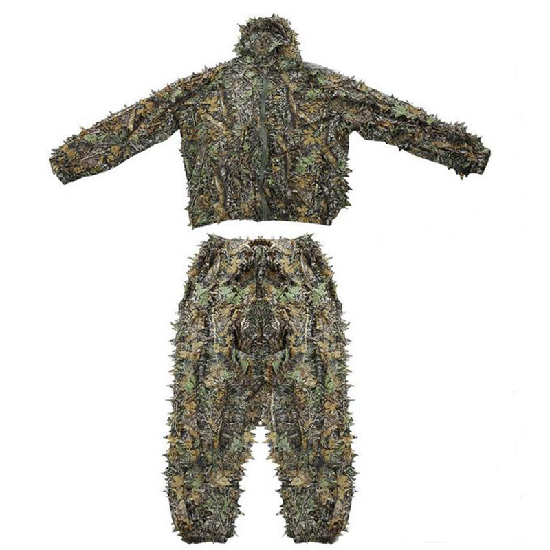 3D Bionic Camo Leaf Hunting Clothes Set - Tactical Airsoft Ghillie Suit, Jacket & Pants, One Size