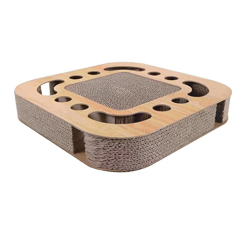 Square cat scratch board poop ball bell toy