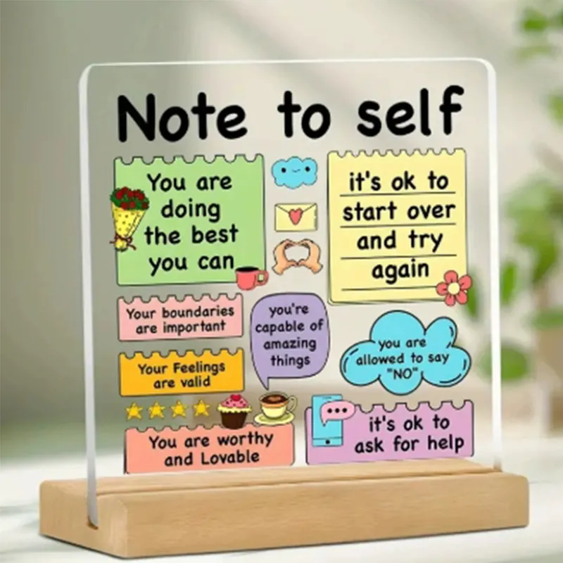 Acrylic inspirational quote illustration ornament